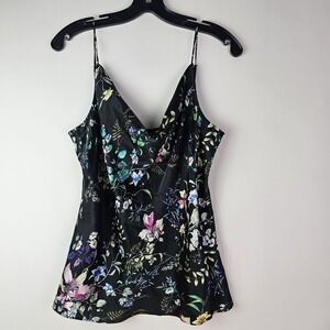 Generation Love Shirt Size Large Black Floral Silk Spaghetti Strap Tank Top Sexy